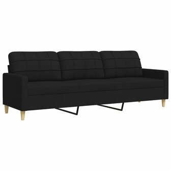 Driezitsbank 210 cm stof zwart 2