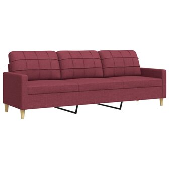 Driezitsbank 210 cm stof wijnrood 2