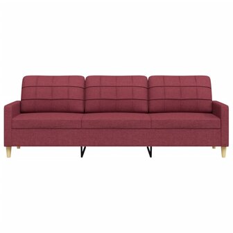 Driezitsbank 210 cm stof wijnrood 4