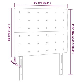 Hoofdborden 2 st 90x5x78/88 cm kunstleer cappuccinokleurig 8