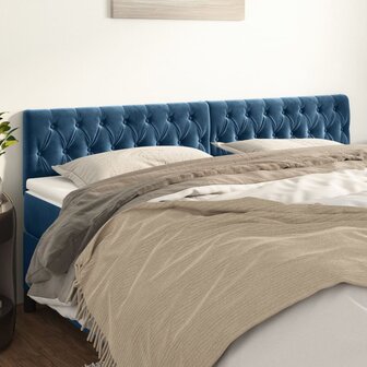 Hoofdborden 2 st 90x7x78/88 cm fluweel donkerblauw 1