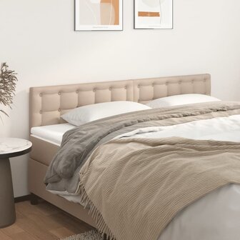 Hoofdborden 2 st 90x5x78/88 cm kunstleer cappuccinokleurig 1