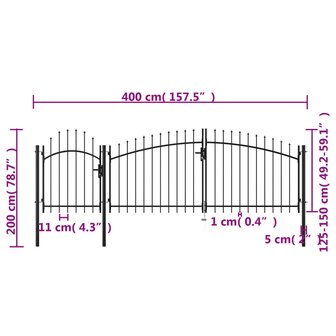 Poort 2x4 m staal zwart 5