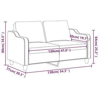 Tweezitsbank 120 cm stof cr&egrave;mekleurig 8