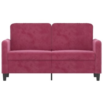 Tweezitsbank 120 cm fluweel wijnrood 3