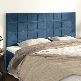 Hoofdborden 4 st 80x5x78/88 cm fluweel donkerblauw 1