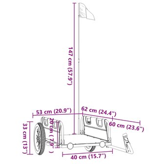 Fietstrailer oxford stof en ijzer grijs 11