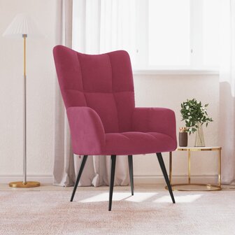 Relaxstoel fluweel wijnrood 2
