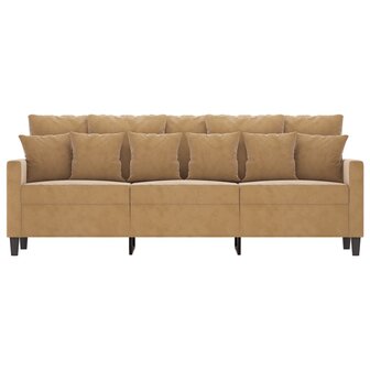 Driezitsbank 180 cm fluweel bruin 3