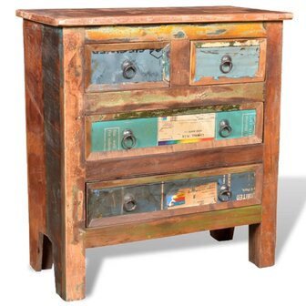 Kast met 4 lades massief gerecycled hout  1