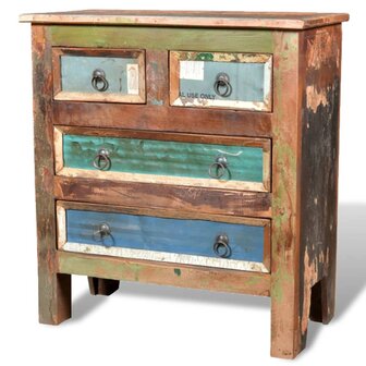 Kast met 4 lades massief gerecycled hout  5