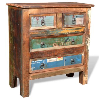 Kast met 4 lades massief gerecycled hout  10