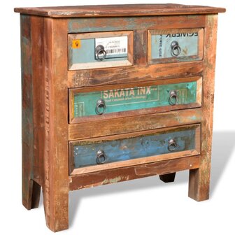 Kast met 4 lades massief gerecycled hout  11