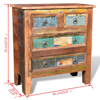 Kast met 4 lades massief gerecycled hout  12