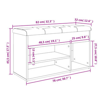 Schoenenbank 82x32x45,5 cm bewerkt hout wit 11
