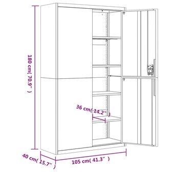 Archiefkast 105x40x180 cm staal zwart 10