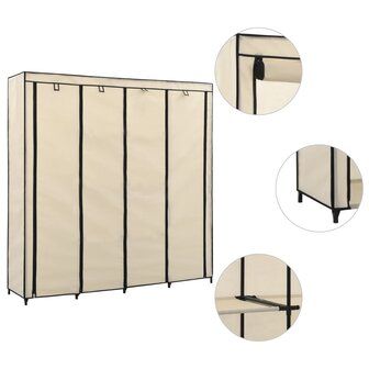Kledingkast met 4 vakken 175x45x170 cm cr&egrave;me 1