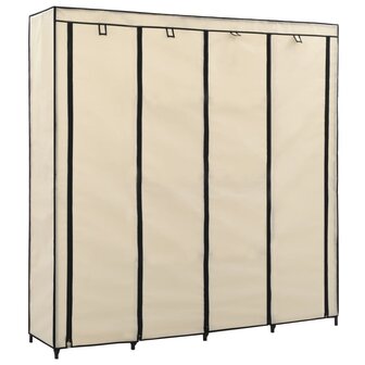 Kledingkast met 4 vakken 175x45x170 cm cr&egrave;me 2