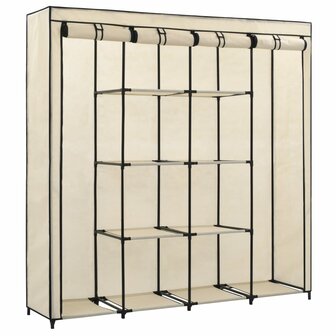 Kledingkast met 4 vakken 175x45x170 cm cr&egrave;me 3