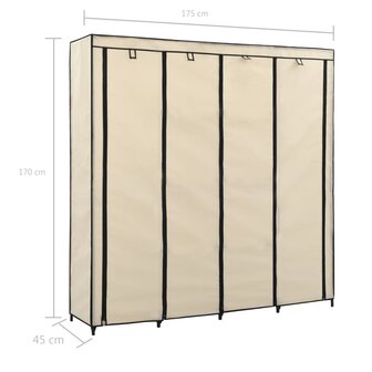 Kledingkast met 4 vakken 175x45x170 cm cr&egrave;me 8