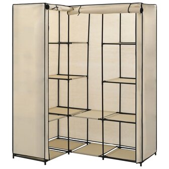 Hoekkledingkast 130x87x169 cm cr&egrave;me 2
