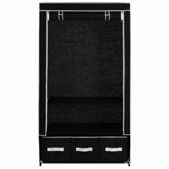 Kledingkast 87x49x159 cm stof zwart 4