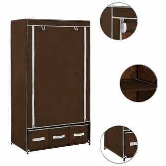 Kledingkast 87x49x159 cm stof bruin 2
