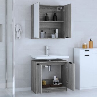 2-delige Badkamermeubelset bewerkt hout grijs sonoma eikenkleur 3