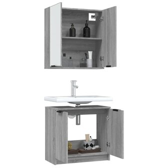 2-delige Badkamermeubelset bewerkt hout grijs sonoma eikenkleur 4