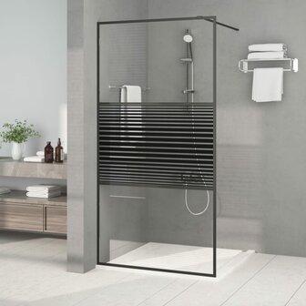 Inloopdouchewand 100x195 cm transparant ESG-glas zwart 1