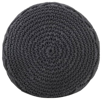 Poef macram&eacute; handgemaakt 45x30 cm katoen antraciet 2