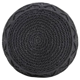 Poef macram&eacute; handgemaakt 45x30 cm katoen antraciet 3