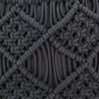 Poef macram&eacute; handgemaakt 45x30 cm katoen antraciet 4