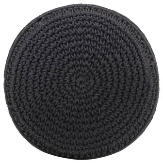Poef macram&eacute; handgemaakt 45x30 cm katoen antraciet 2