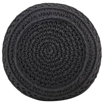 Poef macram&eacute; handgemaakt 45x30 cm katoen antraciet 3