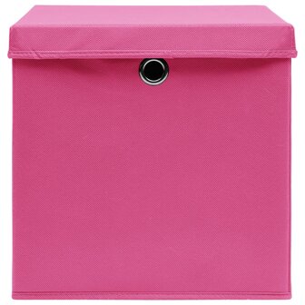 Opbergboxen met deksel 10 st 28x28x28 cm roze 5