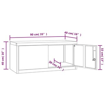 Archiefkast 90x40x40 cm staal antracietkleurig 9