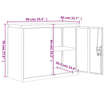 Archiefkast 90x40x70 cm staal lichtgrijs en blauw 11