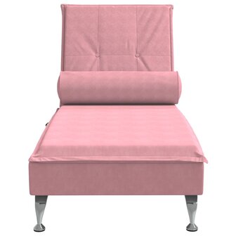 Massage chaise longue met bolster fluweel roze 4