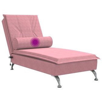 Massage chaise longue met bolster fluweel roze 7