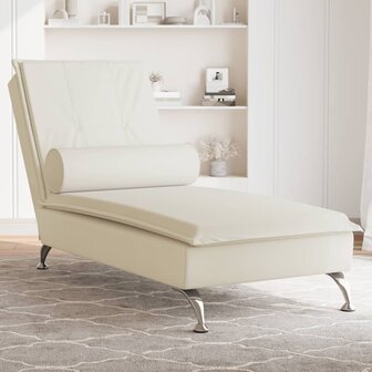 Massage chaise longue met bolster fluweel roze 1