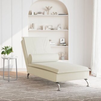 Massage chaise longue met bolster fluweel roze 3