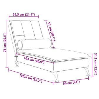 Massage chaise longue met bolster fluweel blauw 10
