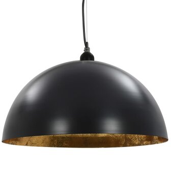 Plafondlampen 2 st halfrond E27 50 cm zwart en goudkleurig 5