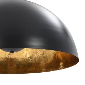 Plafondlampen 2 st halfrond E27 50 cm zwart en goudkleurig 7