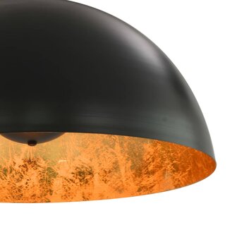 Plafondlampen 2 st halfrond E27 50 cm zwart en goudkleurig 8