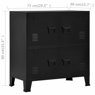 Opbergkast industrieel 75x40x80 cm staal zwart 7