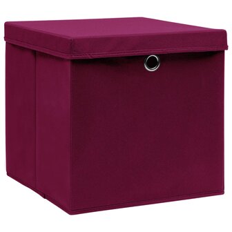 Opbergboxen met deksel 10 st 28x28x28 cm donkerrood 2
