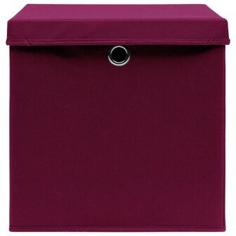Opbergboxen met deksel 10 st 28x28x28 cm donkerrood 4