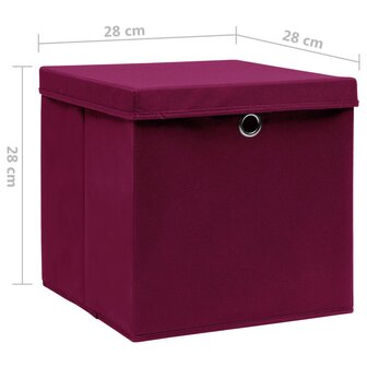 Opbergboxen met deksel 10 st 28x28x28 cm donkerrood 6